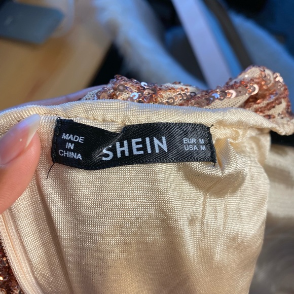 Shein zip back Chevron Sequin Bodysuit - Picture 9 of 12